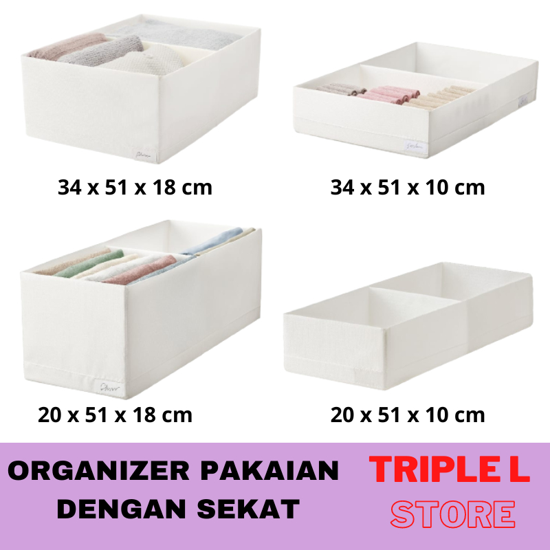 STORAGE BOX ORGANIZER LEMARI PAKAIAN BAJU DENGAN SEKAT