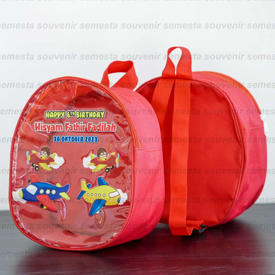 

Tas Ulang Tahun Anak Kekinian Custom Ransel Telur Depan mika print / Tas Ultah / Souvenir Promosi Sekolah TK PAUD Egg Goodie Bag