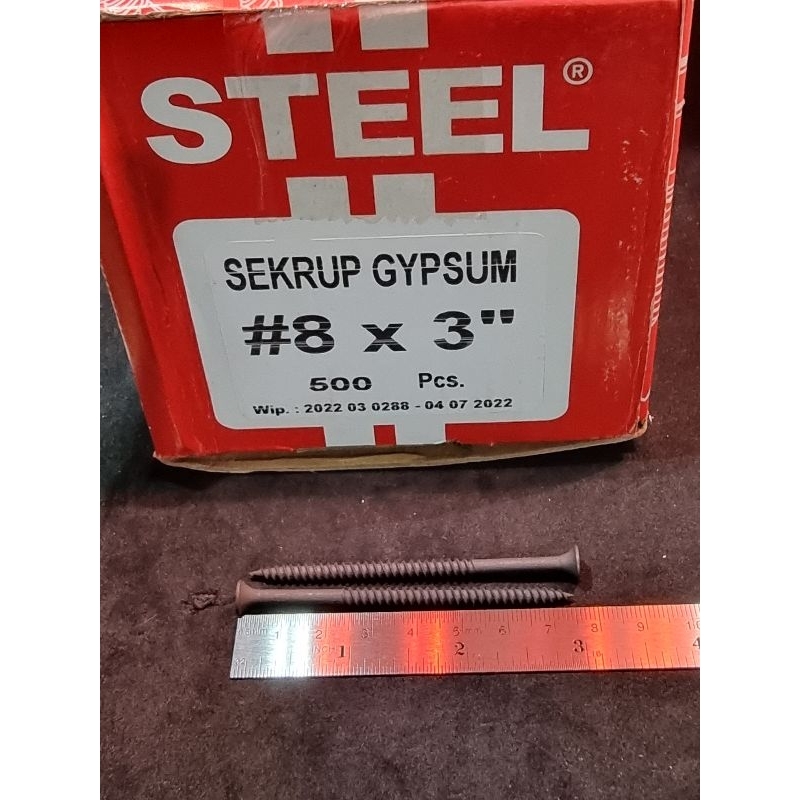 Sekrup Gypsum Steel 8x3 inch (7,5 cm) isi 500