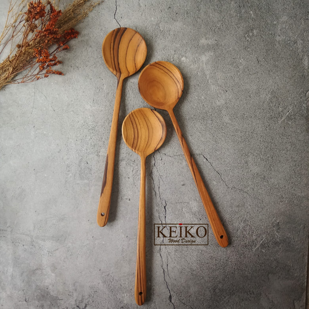 Sendok jati Spatula jati Spatula kayu jati Spatula wajan teflon Spatula bulat Spatula kayu bulat