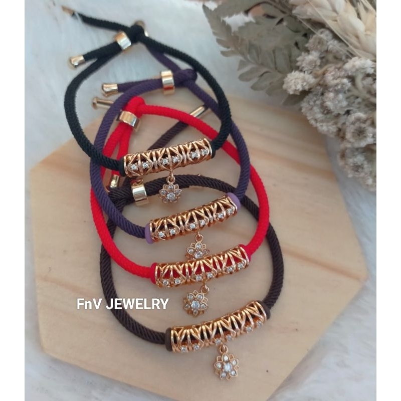 FnV JEWELRY Gelang Tali Serut Pandora Perhiasan Xuping Tabung Lapis Emas 18 K