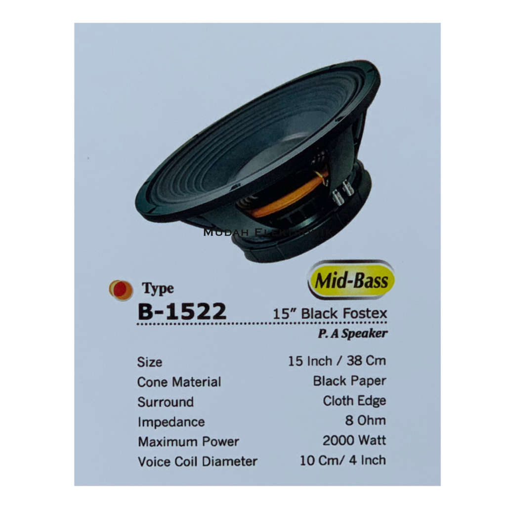 Speaker Black Fostex 15in B-1522 Mid-Bass