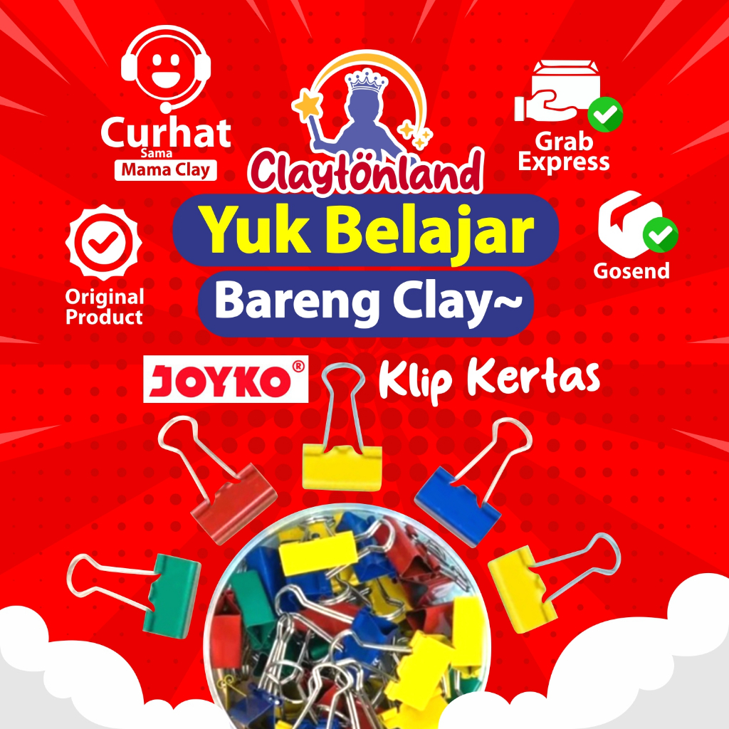 

1Pcs Binder Clip Klip Kertas Penjepit File Kertas Joyko 111 107 Warna Warni / Binder Clip Joyko 107CD 111CD / Klip joyko
