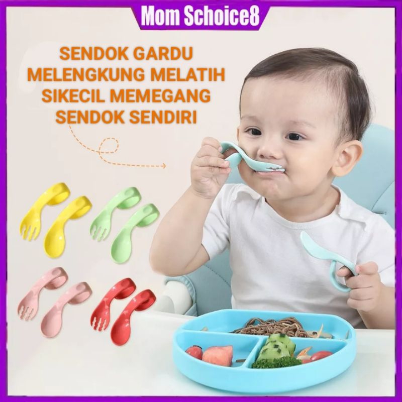SENDOK GARPU MELENGKUNG BELAJAR MAKAN PAKAI SENDOK ANAK