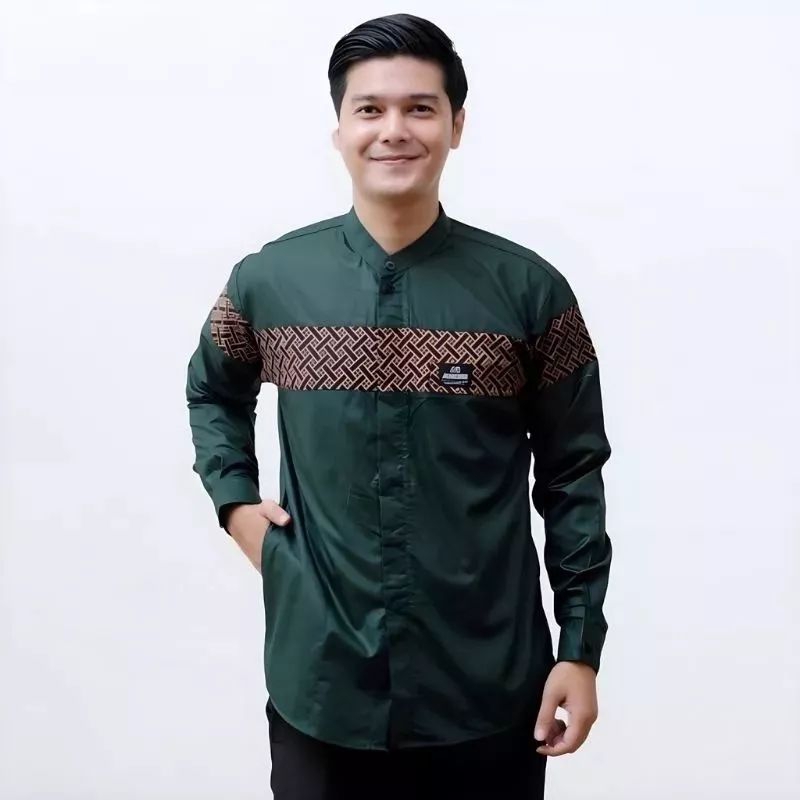 PROMO CUCI GUDANG... BAJU KOKO PRIA DEWASA LENGAN PANJANG MOTIF KOBATA QYNANG KOMBINASI BATIK