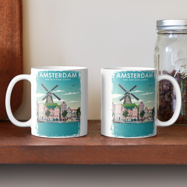 Amsterdam Travel Poster Coffee Mug