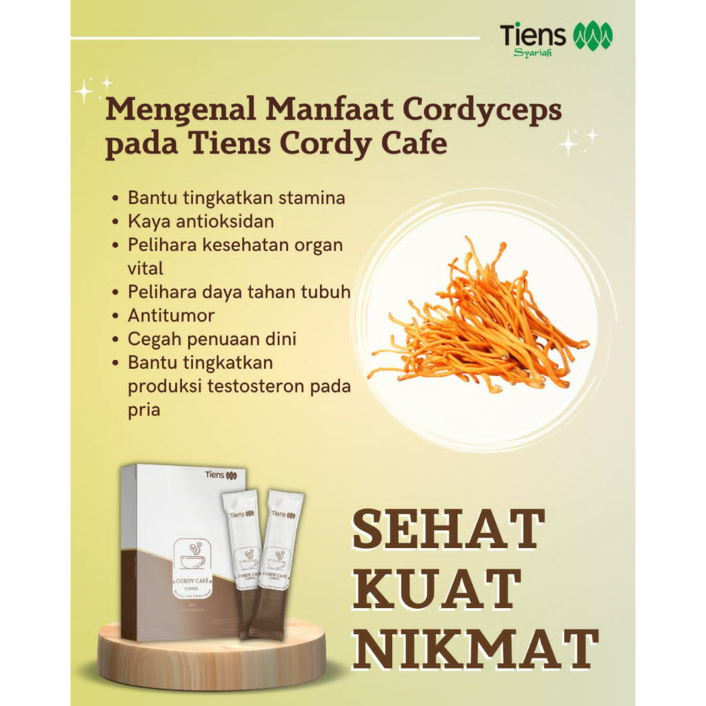 

Cordycafe tiens isi 10 sachet / kopi kesehatan meningkatkan stamina pria dan wanita / kopi sehat / anti oksidan / cordiceps / meningkatkan imun tubuh / obat kuat / vitalitas pria / cordyceps / kopi tiens / kopi tianshi / kopi stamina / cordycafe tiens