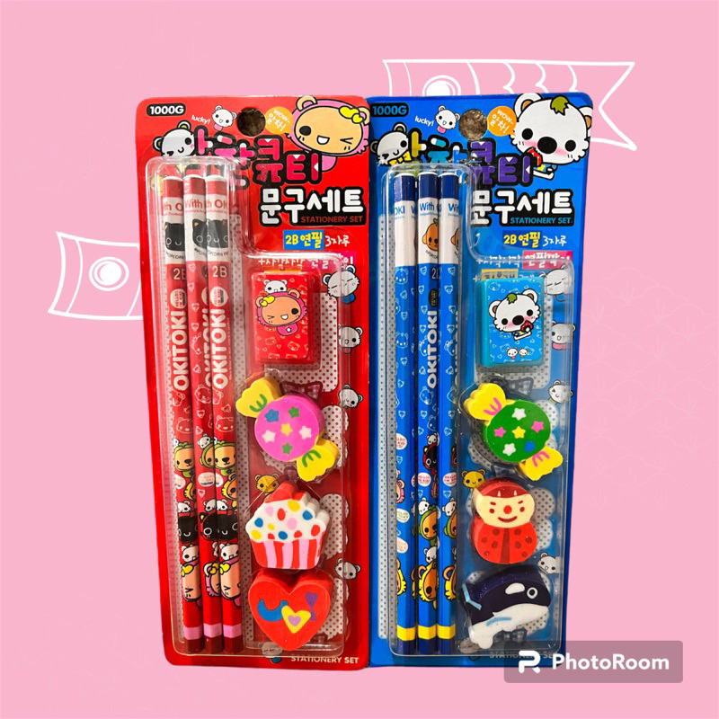 OKITOKI ALAT TULIS PENSIL DAN PENGHAPUS LUCU 7in1 BEST QUALITY CUTE STATIONERY