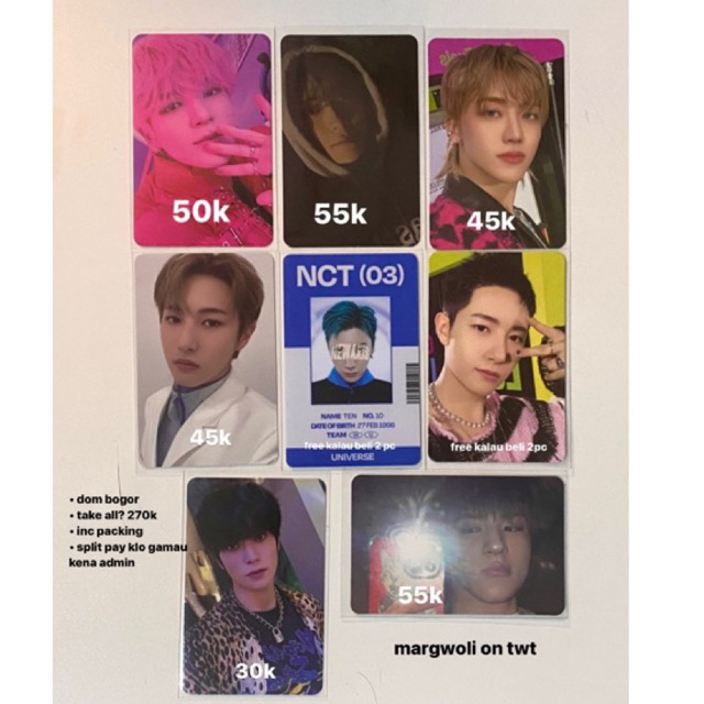 wts photocard nct dream 127 ten id card universe jungwoo slowacid jaemin nagent  jaehyun jewel unive