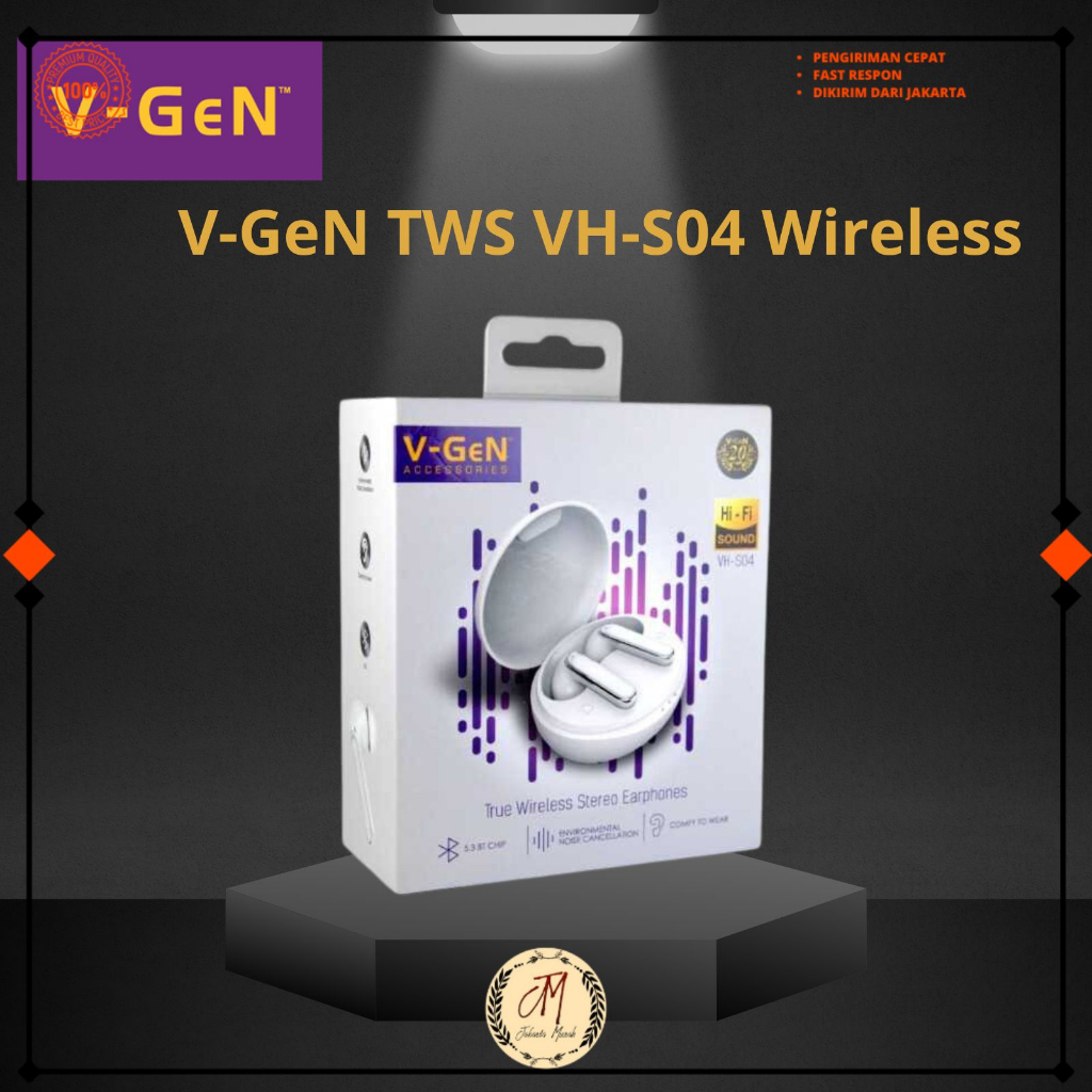 V-GeN Earphone TWS VH-S04 Wireless ENC Type C Bluetooth 5.3 Handsfree