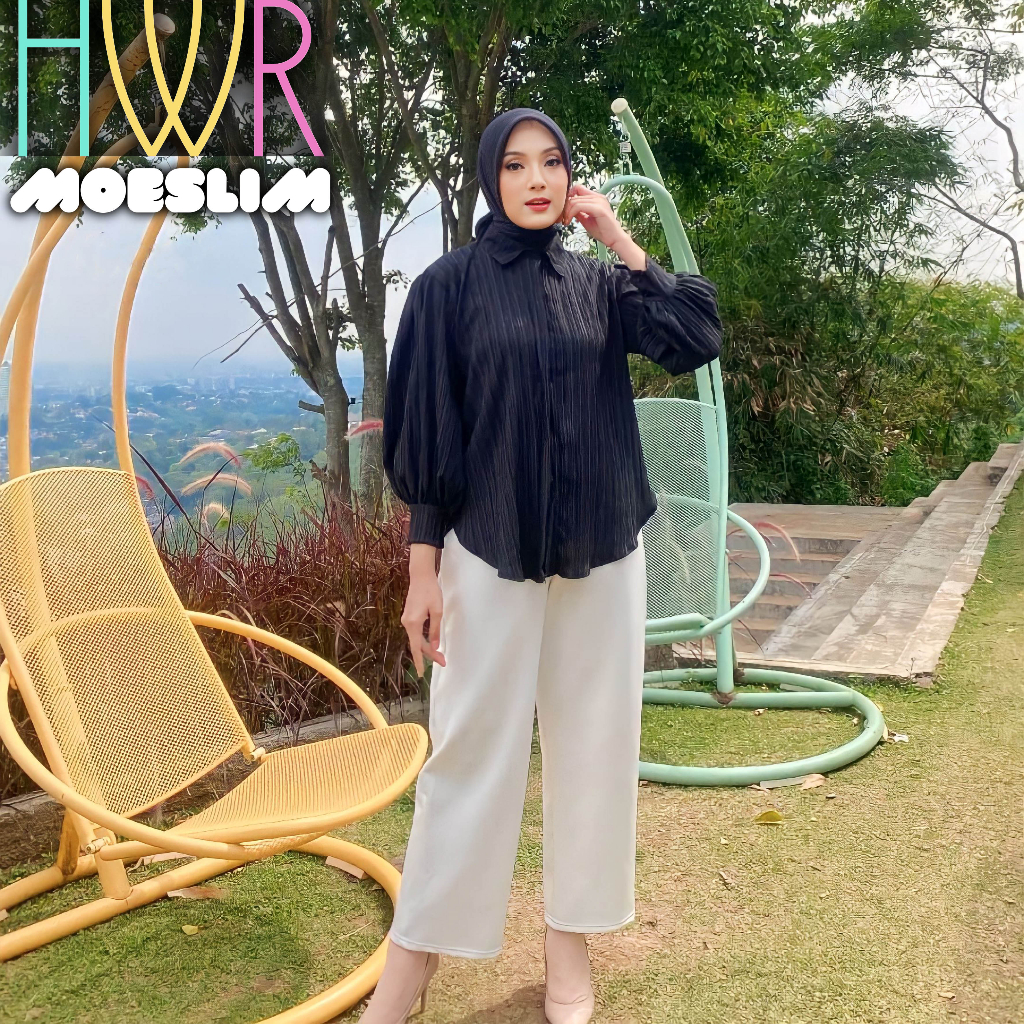 Atasan Wanita Inara Blouse Bluse Jumbo Dengan Gaya Korean Style Baju Oversize Crinkle Airflow Linen 