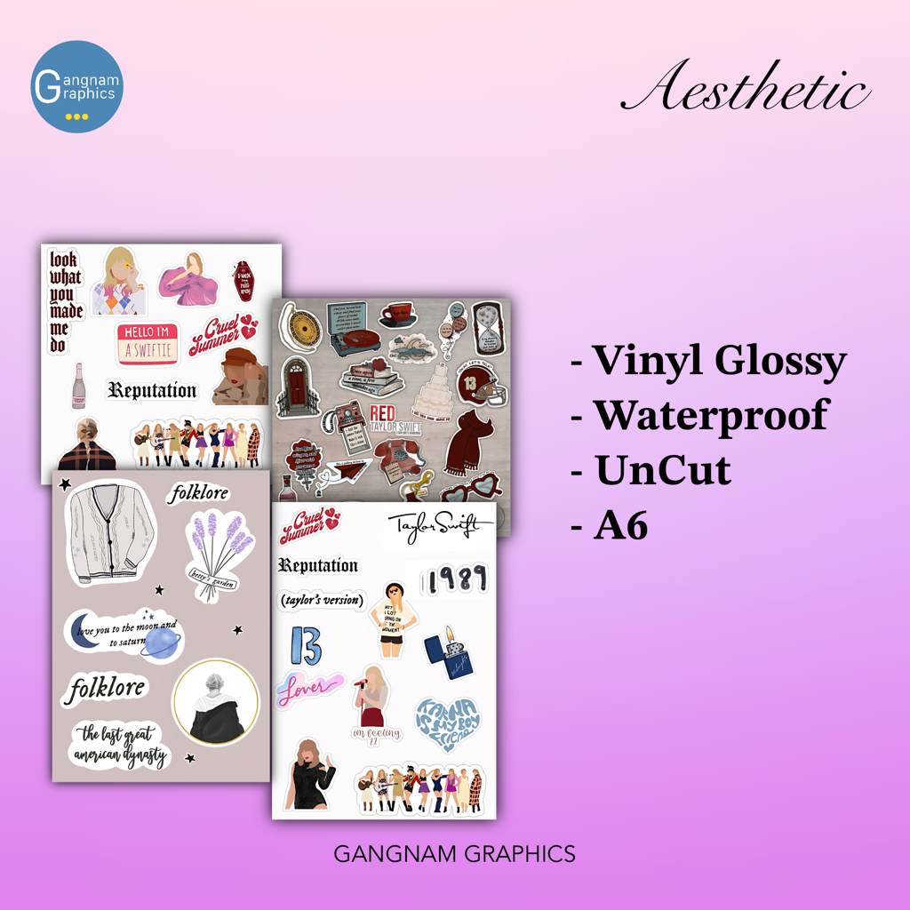 

[Min 2 pcs] Sticker Taylor Swift Aesthetic 1989 No Cut - 1989 Taylor's Version Wildest Dream Red