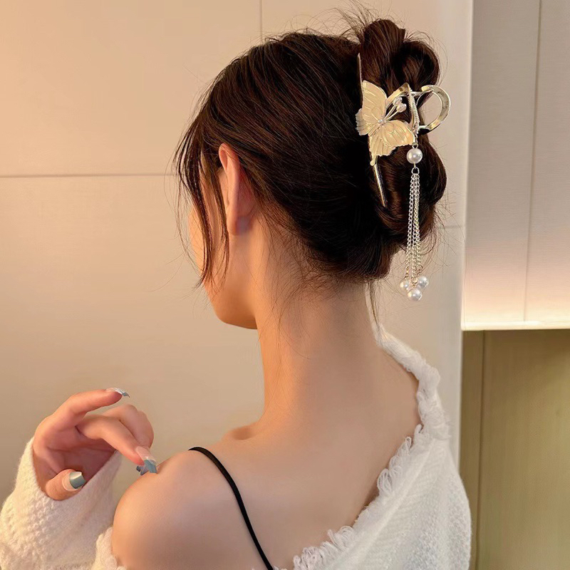 Jepitan Rambut Import Kupu-Kupu Juntai - Jepit Rambut Kupu Kecil Mutiara Juntai