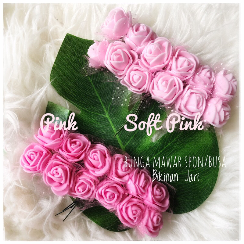 12pc Bunga Mawar Spons Mini Pink