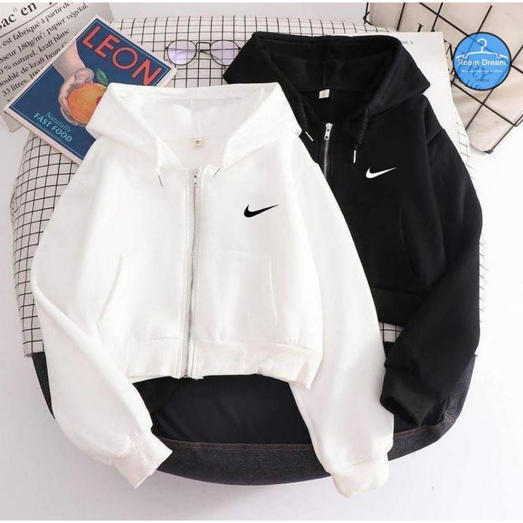 	 BORDIR ✔ JAKET CROOPE NK HOODIE ZIPPER SWEATER WANITA - JAKET CROPE WANITA	