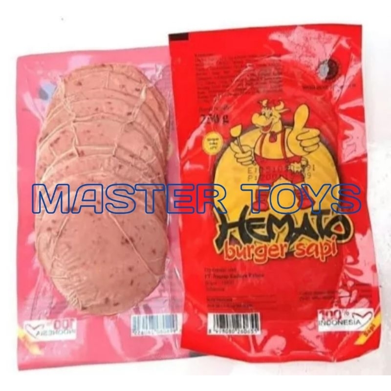 

Hemato Burger Sapi 250g Isi 10 Pcs Burger Daging Sapi Frozen Food