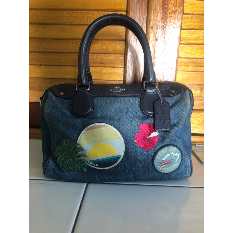 COC bennet speedy denim bag mix leather ( link co )