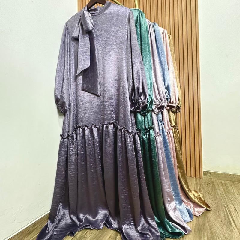 Candy Outfitku - Sandara dress shimmer silk gamis mewah premium