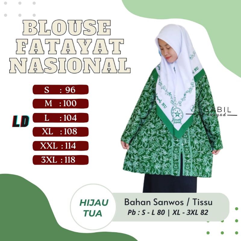 BATIK FATAYAT NU TUNIK FATAYAT NU SERAGAM FATAYAT ATASAN FATAYAT BLUS FATAYAT