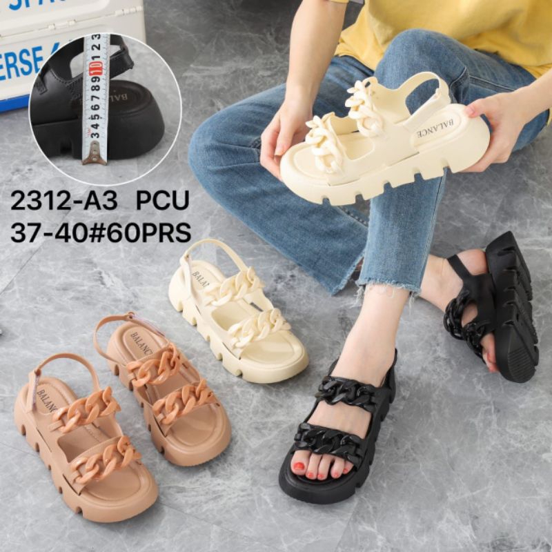 SANDAL WEDGES RANTAI TALI BELAKANG JELLY IMPORT JELLYSHOES CURLY NORRY