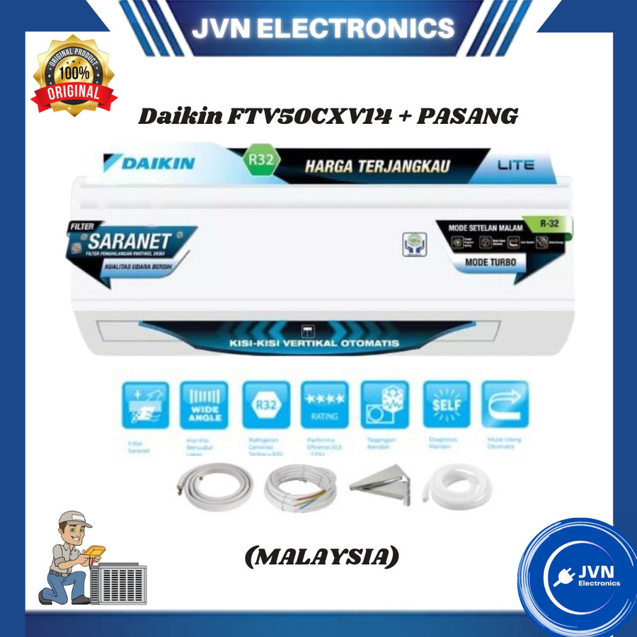 AC Daikin FTV50CXV14 2 PK (Malaysia) + Pasang