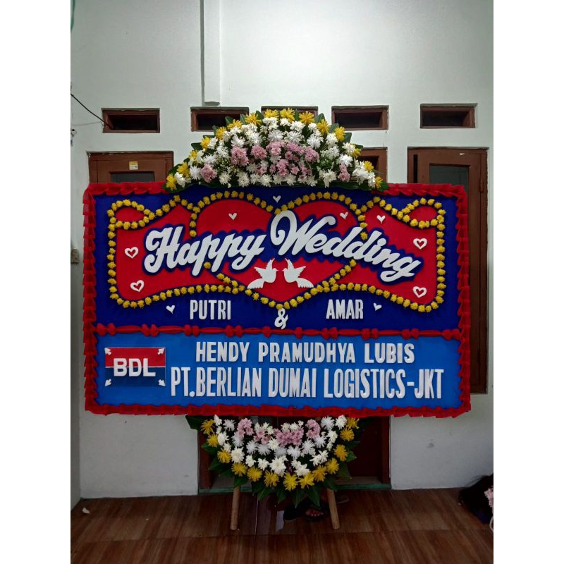 karangan bunga papan happy wedding kota serang