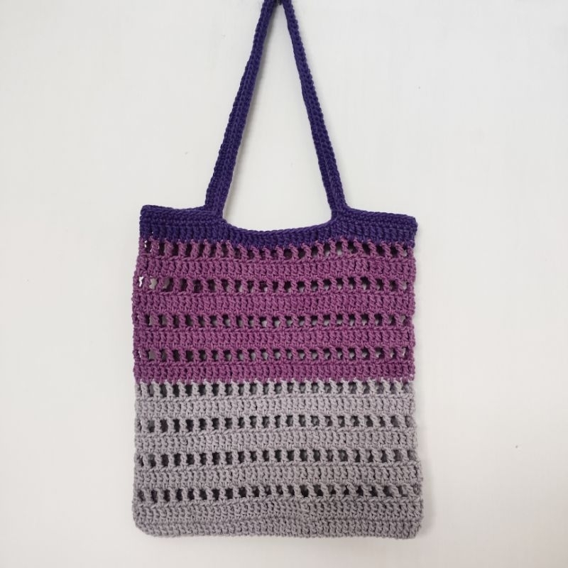 Tote bag rajut/tas korea rajut murah tali katun rope/mecrame by Hellowin