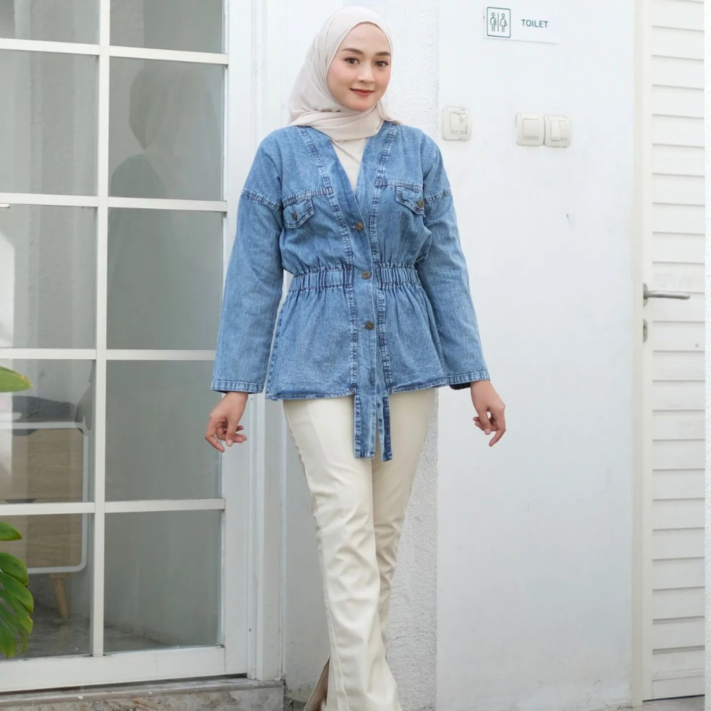 Blazer Jeans Wanita Korea Outfit Korean Style Hijab Remaja Trandy Premium Atasan Rompi