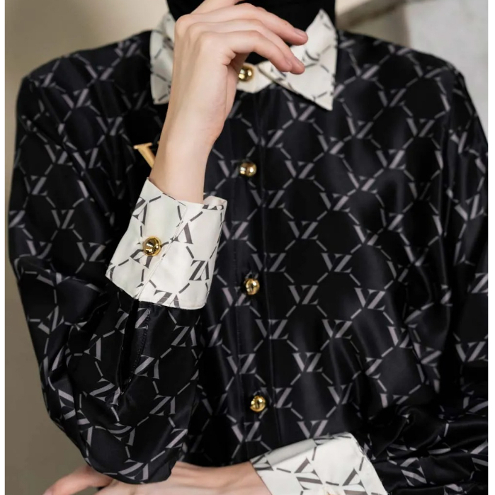 VZ Monogram Two Tone Shirt Black-Cream