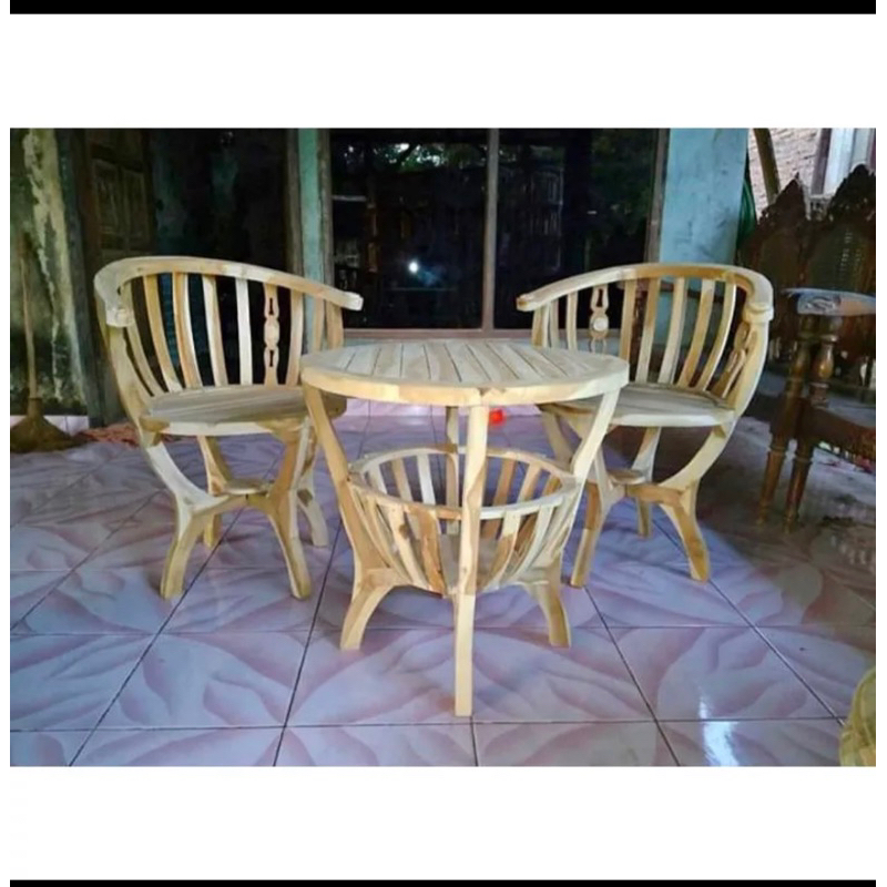 kursi teras kayu jati / kursi teras model mangkok