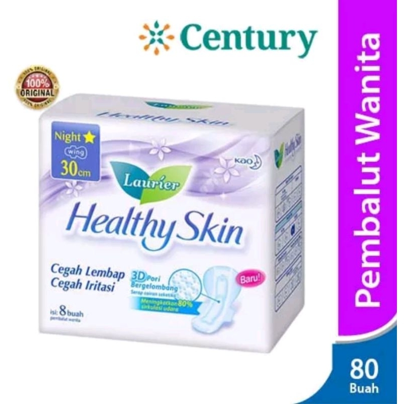 Laurier Healthy Skin Night 30 cm 8S/ softex/ pembalut wanita/ haid/ mens