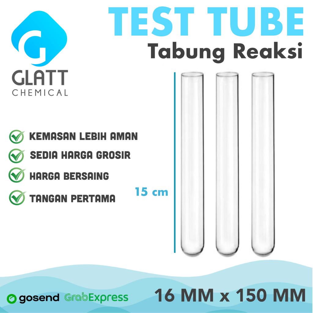 Test Tube Tabung Reaksi 16x150 mm - Tabung Kaca untuk Pot Archie dan Moza