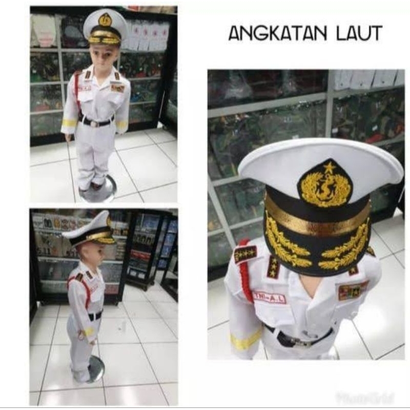 Baju Profesi Anak TNI AL Cilik / BAJU KARNAVAL ANAK TNI ANGKATAN LAUT / KOSTUM ANAK TNI AL PUTIH CIL