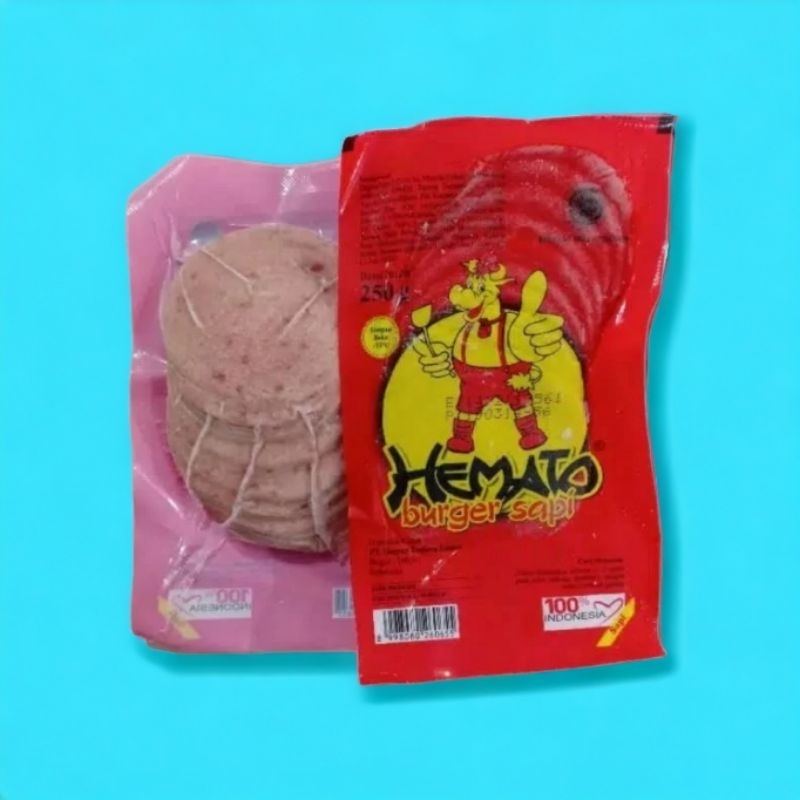 

RN_Frozen-HEMATO.Burger Sapi Isi 10 Pcs/Berat Bersih 250 Gram. - Ready.......