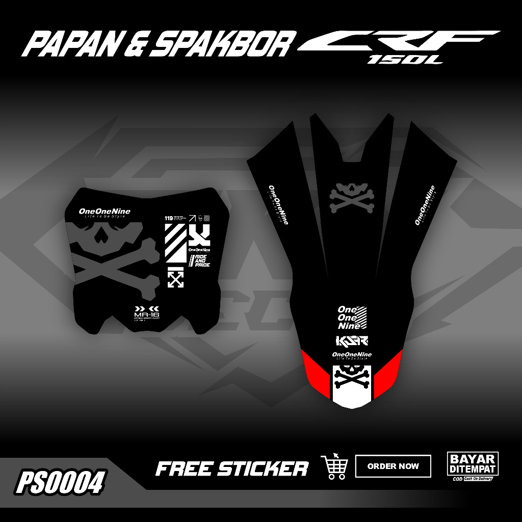 DECAL PAPAN DAN SPAKBOR CRF 150L STICKER PAPAN NOMOR DAN SPAKBOR DEPAN CRF 150L