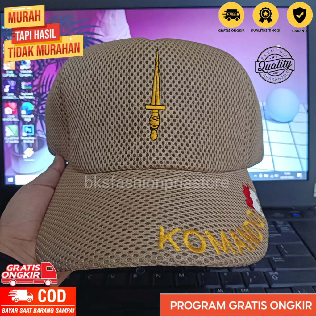TOPI KOMANDO CREAM / TOPI JARING PRIA / TERMURAH