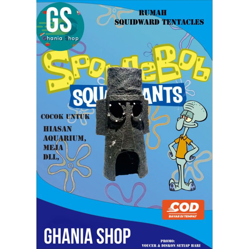 HIASAN AKUARIUM MINIATUR SQUIDWARD TENTACLES SPONGEBOB