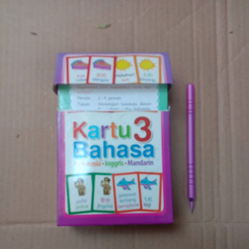 kartu flash card 3 bahasa indo Mandarin Inggris Erlangga for kids PL ok