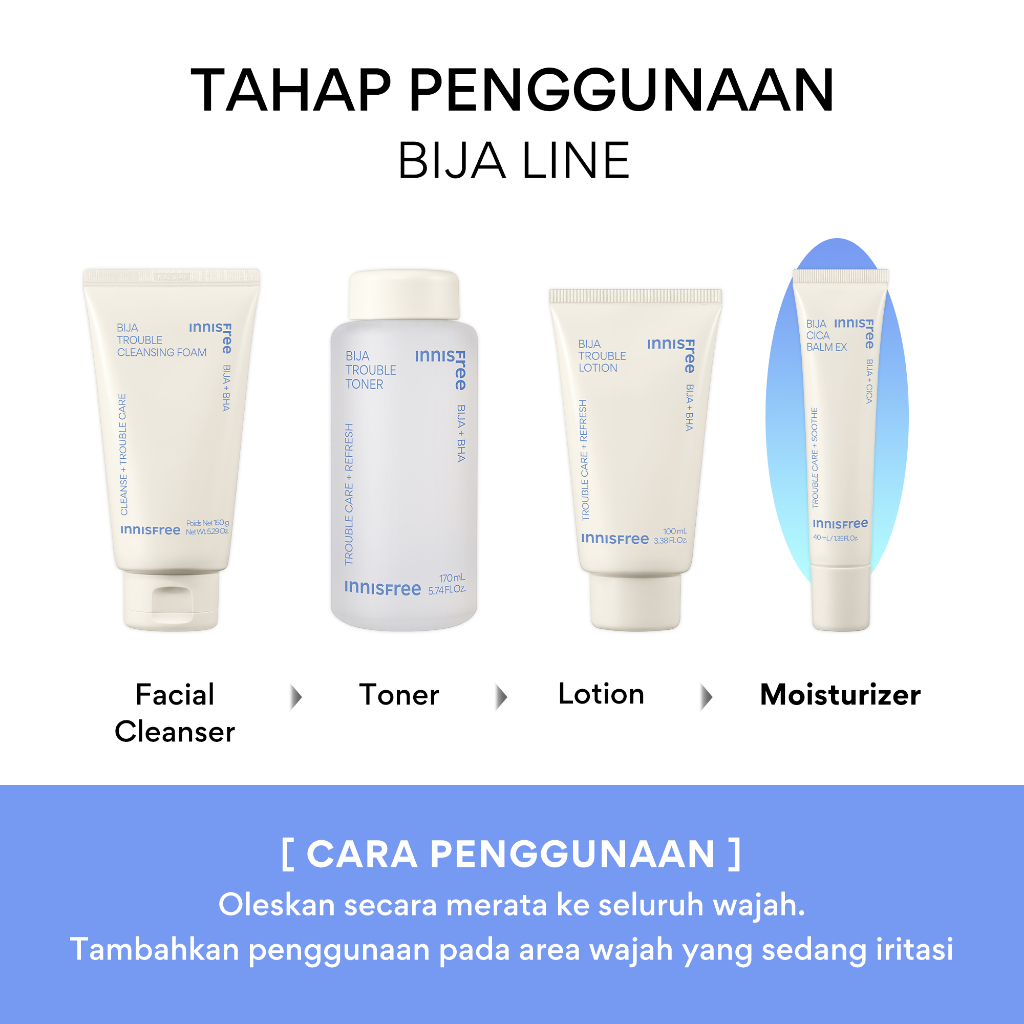 Innisfree Bija Cica Balm 70ml - Pelembap untuk Kulit Berjerawat dan Sensitif