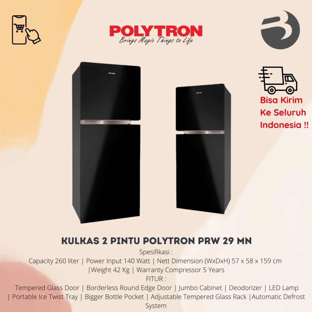 Kulkas 2 Pintu POLYTRON PRW 29 MN