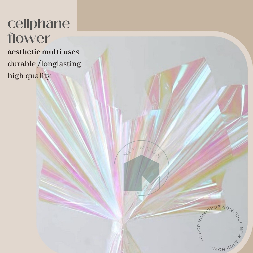 

hologram bening transparan holo kertas bunga flowr wrap buket paper hand bouquet dried flower material