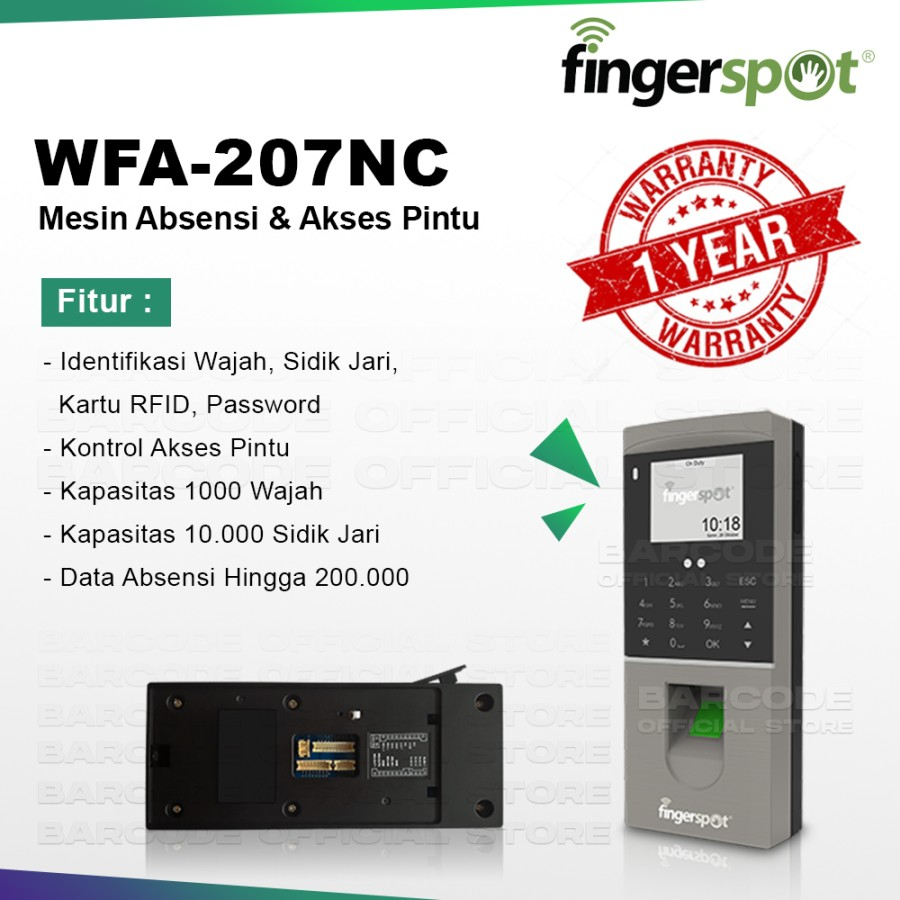 Mesin Absen Sidik Jari Fingerspot Revo WFA-207NC / WFA207NC / WFA 207NC Tanpa Sentuh