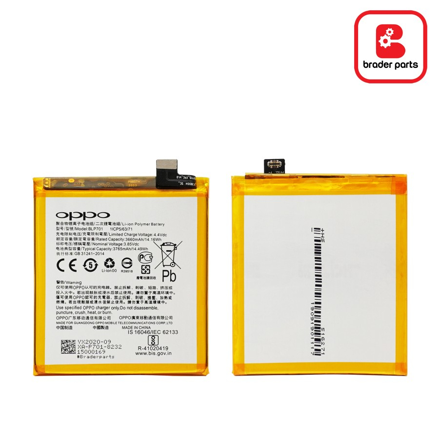 BP Batre BraderParts Oppo Reno BLP701 BLP 701 BLP-701