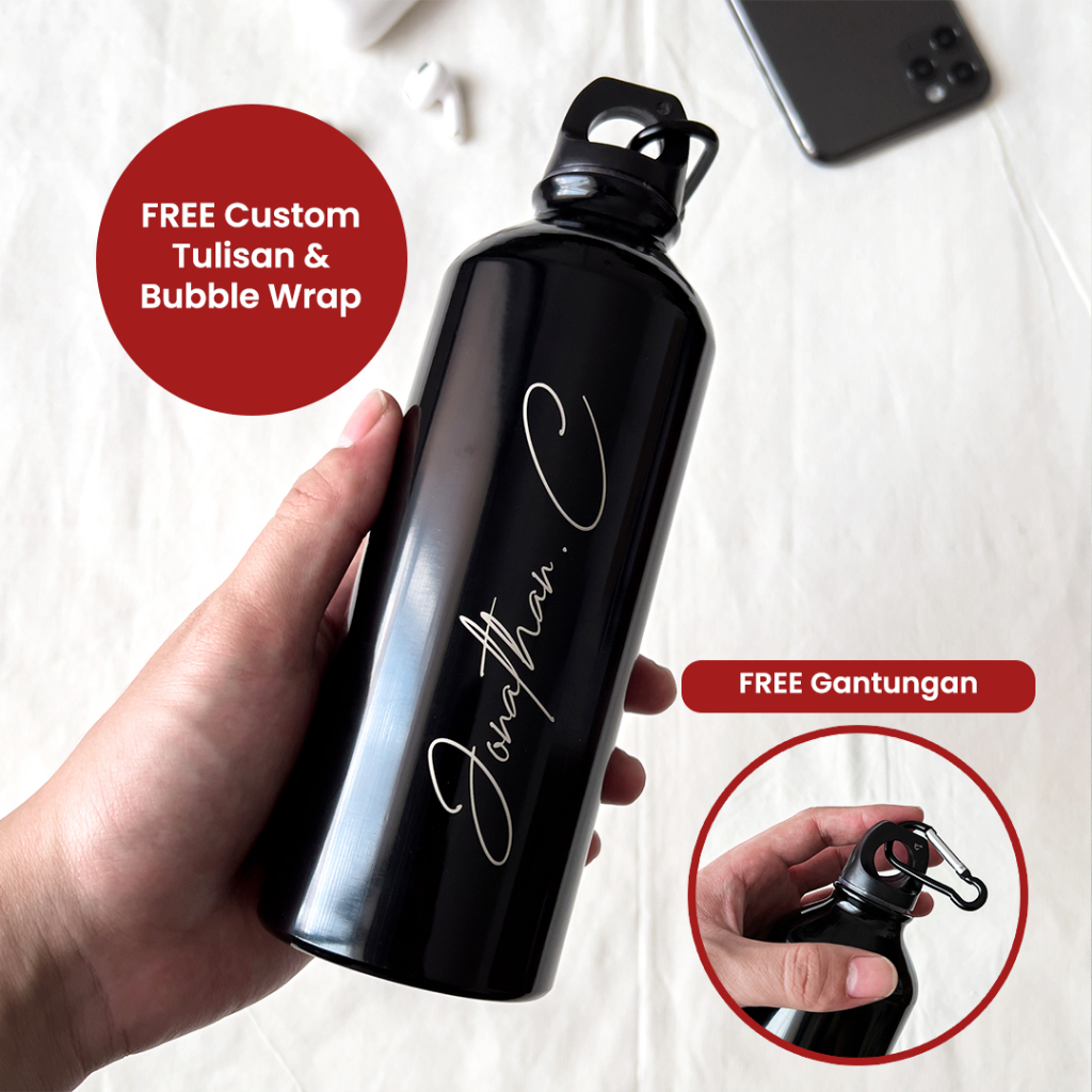 Tumbler Sport Custom Nama Tumblr Grafir Logo Botol Minum Custom Tulisan Nama atau Logo