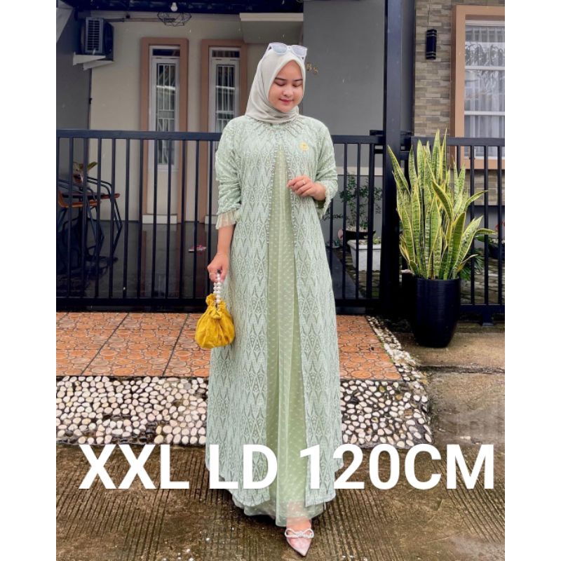 Gamis Brokat Jinha Jumbo XXL LD 120CM