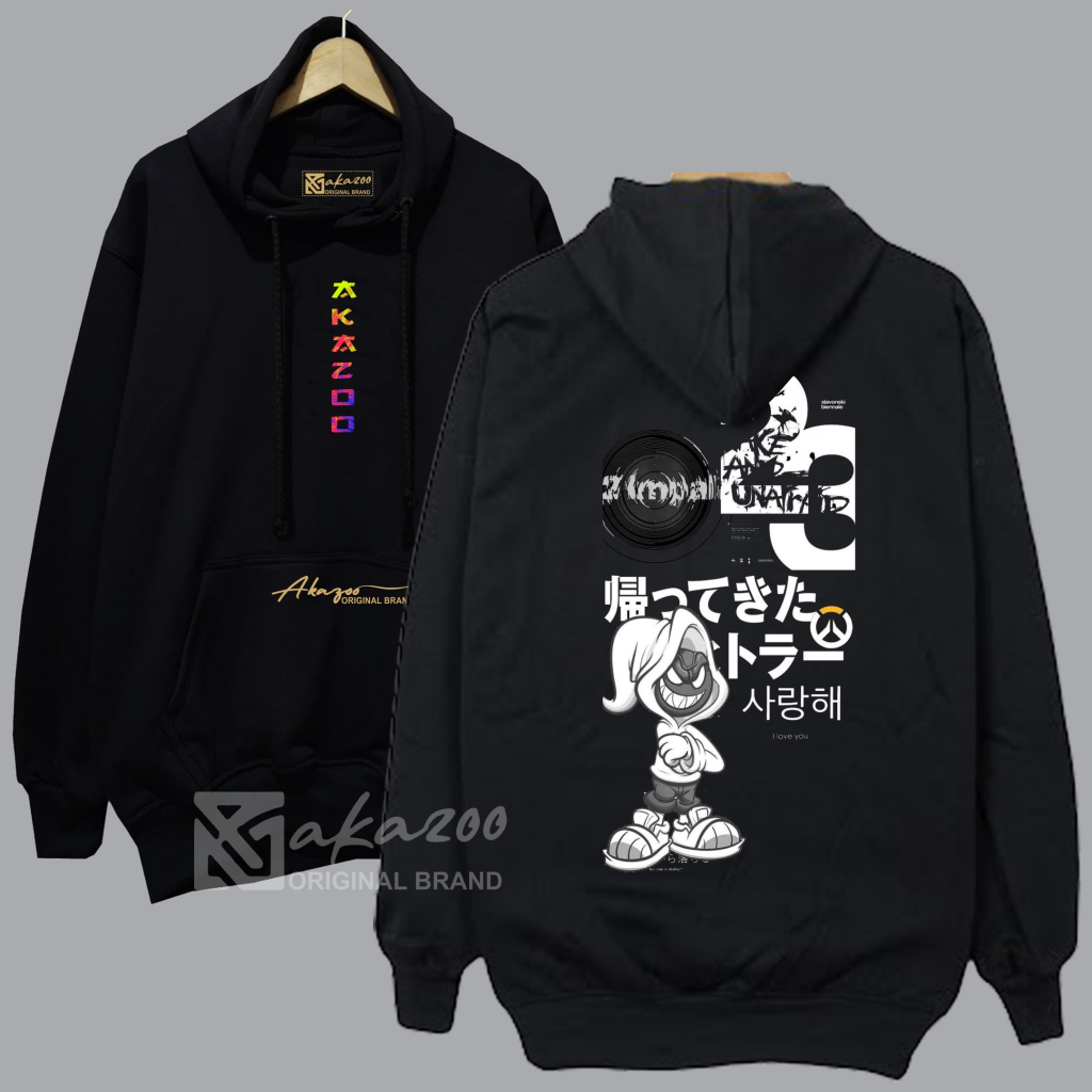hoodie cowok terbaru 2023 gambar depan blakang warna hitam AKAZOO SABLON 23 ALIENS 02