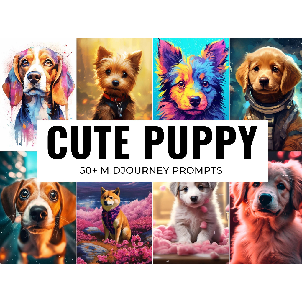 50+ Cute Puppy Midjourney Prompts, AI Art, Midjourney Prompt, Midjourney AI Art, Learn Midjourney, D