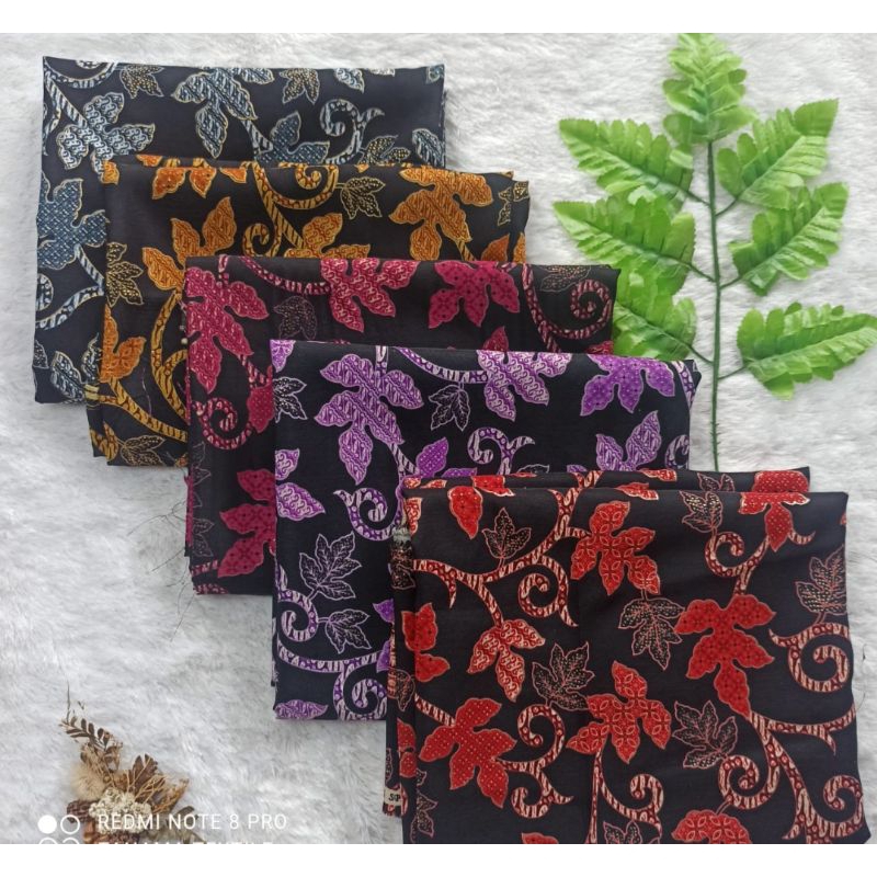kain batik semisutra meteran motif daun pepaya terbaru