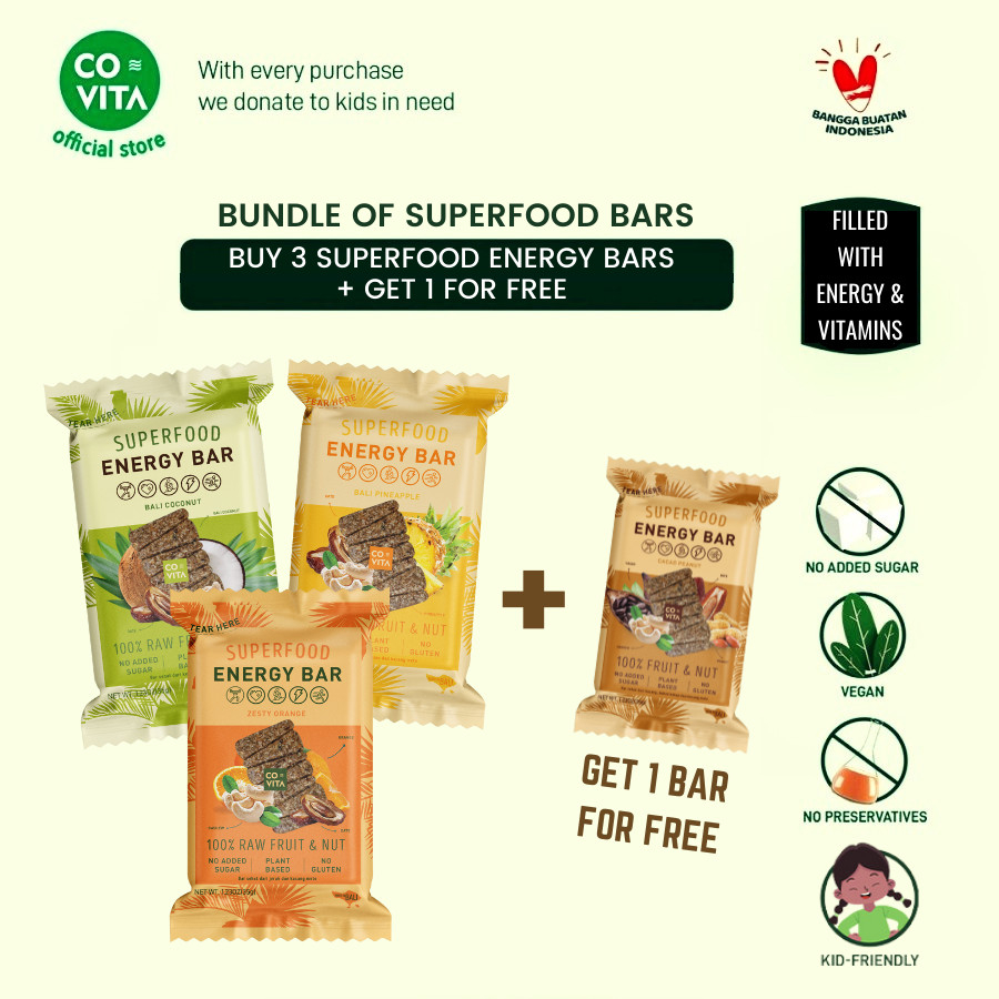 

Covita Superfood Energy Bars - Bundle beli 3 + 1 gratis