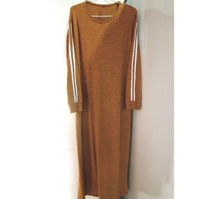 Gamis busui preloved rajut knit premium mustard